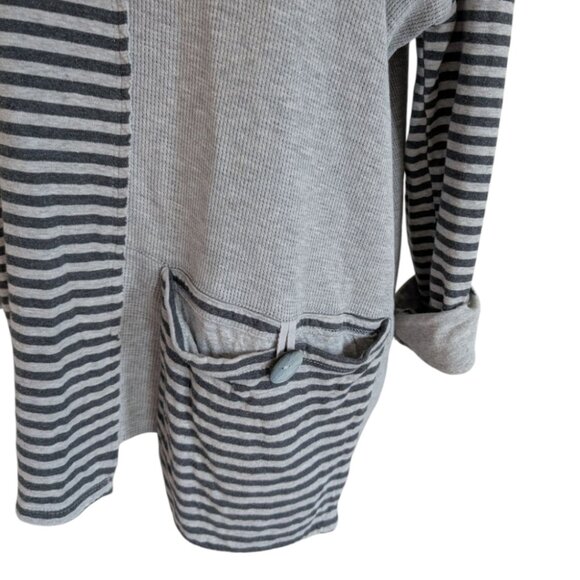 Neon Buddha Tunic Top Cowl Neck Grey Stripes Assymetric Cotton Women's Medium - Picture 9 of 13